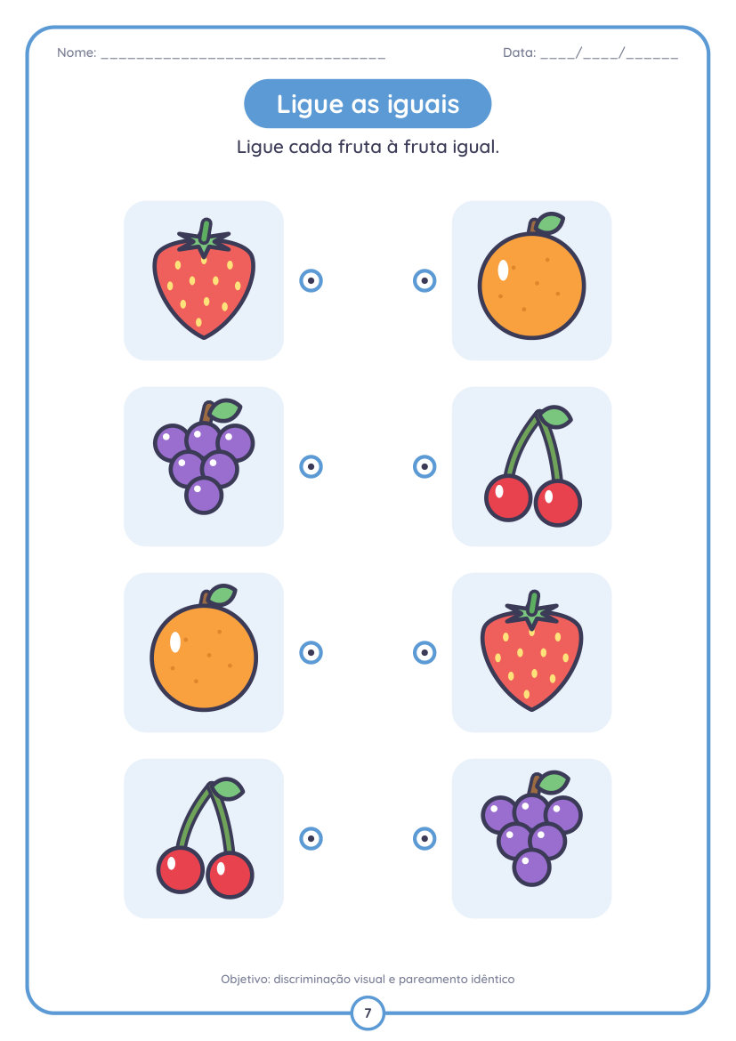 Página: ligue as frutas iguais
